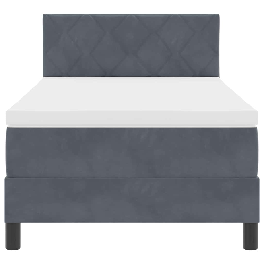 Cadre de lit avec matelas Gris foncé 90 x 200 cm tissu - 8