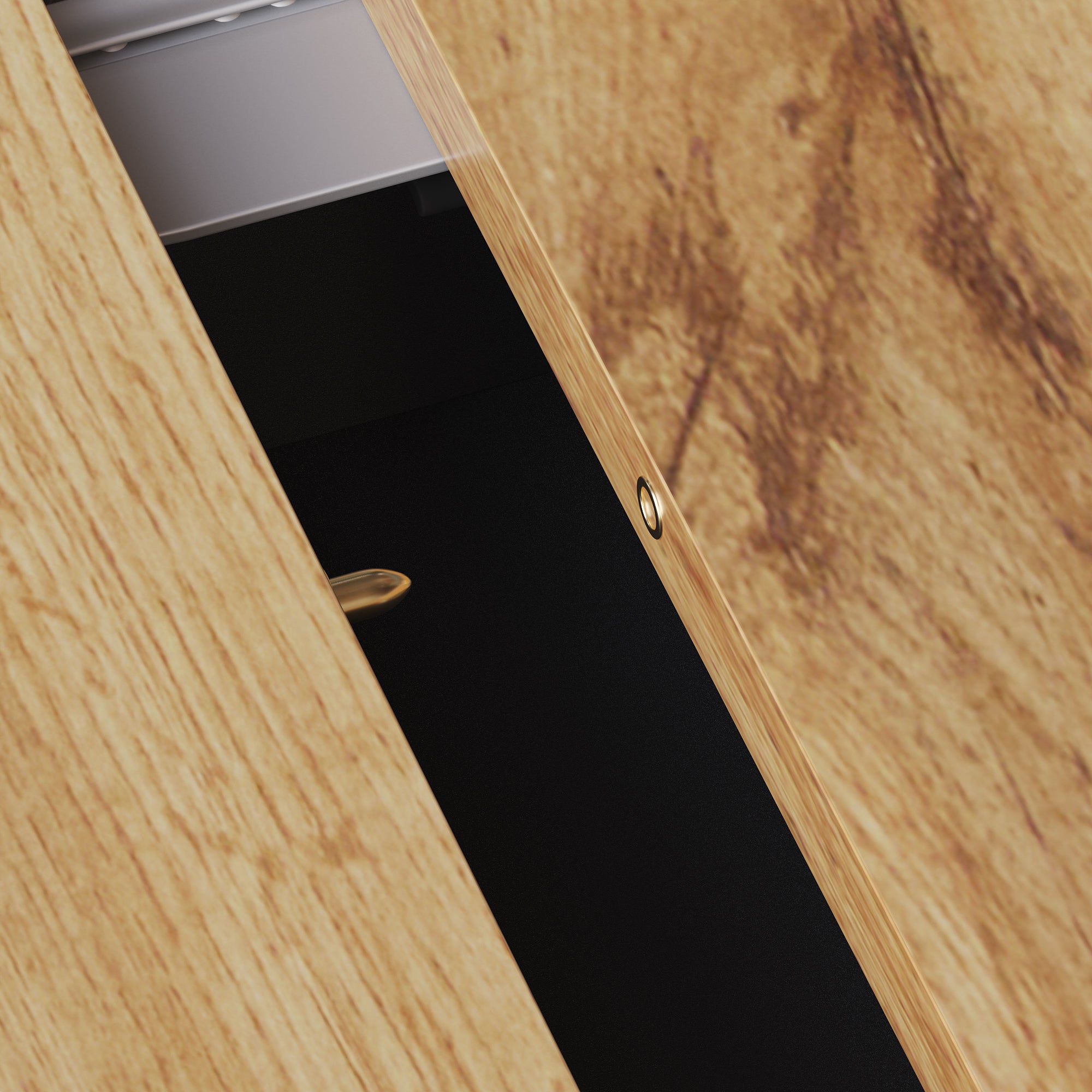 Table à manger extensible 4 à 6 couverts avec 1 tiroir et 2 porte - 110/140 x 80 x 75 cm - MDF - Noir + naturel - 7