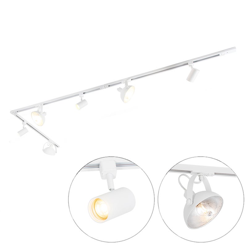 Szyna jednofazowa z 6 regulowanymi białymi reflektorami - Magnax Jeana