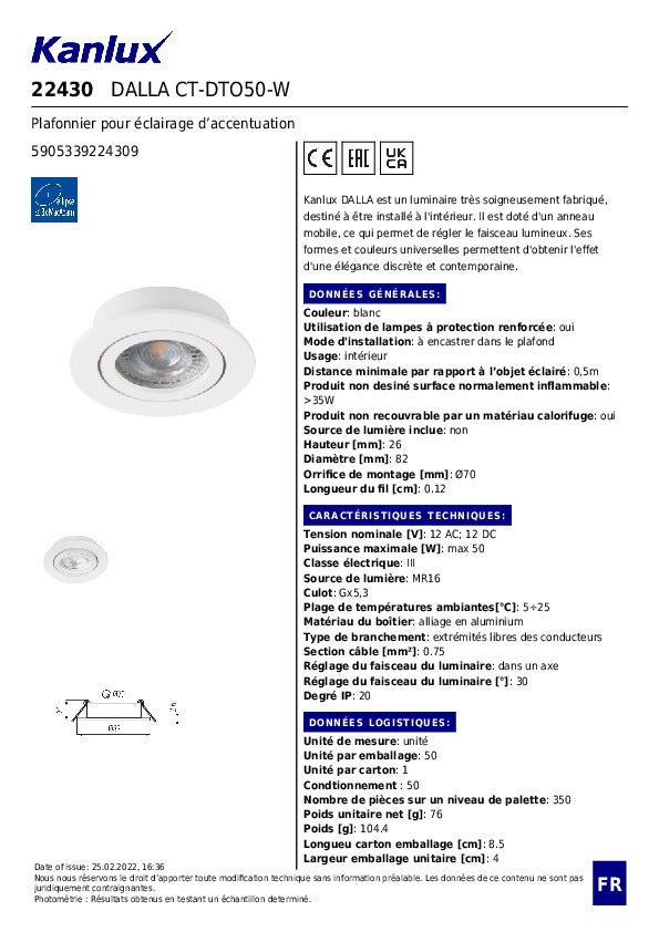 Support encastrable rond 1/4 tour blanc - 11