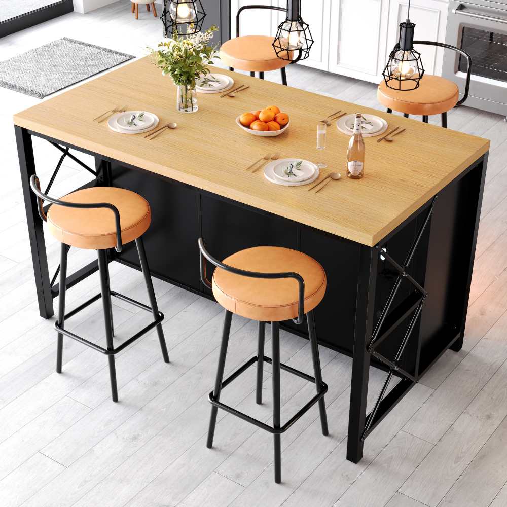 Giantex Table de salle à manger ronde pour 4 personnes avec abattant et