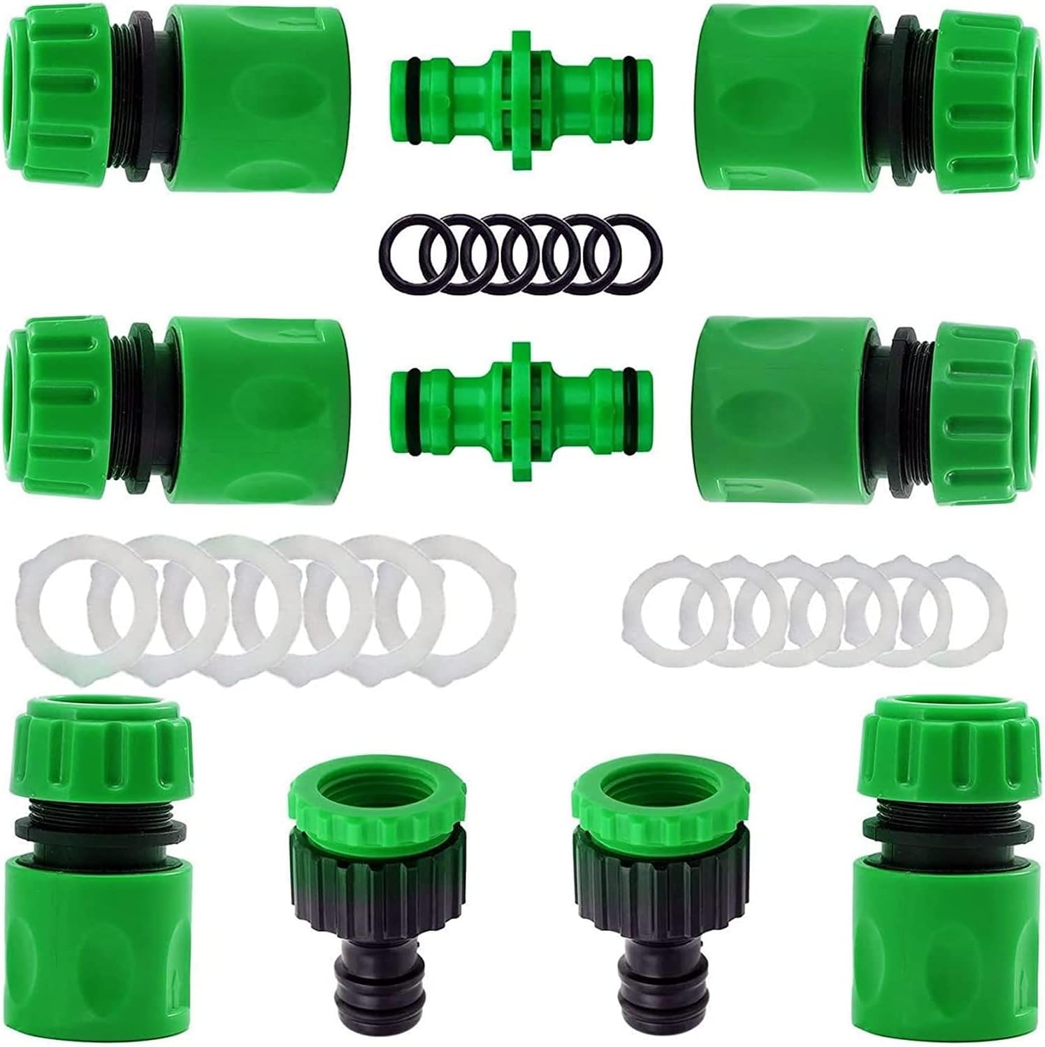 Zestaw 10 złączek do nawadniania do węża ogrodowego (6 szt. szybkozłączek do węża 1/2", 2 szt. podwójnych złączek, 2 szt. złączek do kranu)