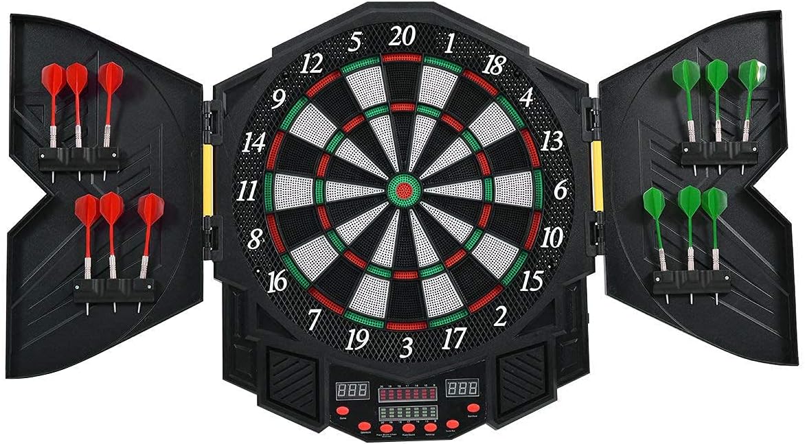 Profesjonalny Elektroniczny Zestaw do Gry w Rzutki z Ekranem LED, 27 Gier i 216 Wariantów dla 1-8 Graczy, Cyfrowa Tarcza do Rzutek