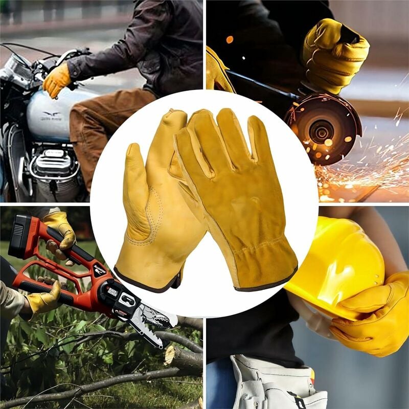 2 Paires(M) Gants de Travail Resistant Gant Anti Coupure Gant de Travail ProfessionelsGant de Jardinage Homme Femme pour La Construction Manutention B - 5