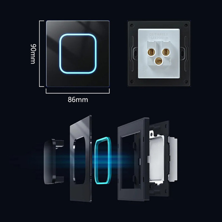 Grande Orologio Da Parete Digitale Nero E Blu Con Display LED Blu Ghiaccio E Luminosita Regolabile 92351262