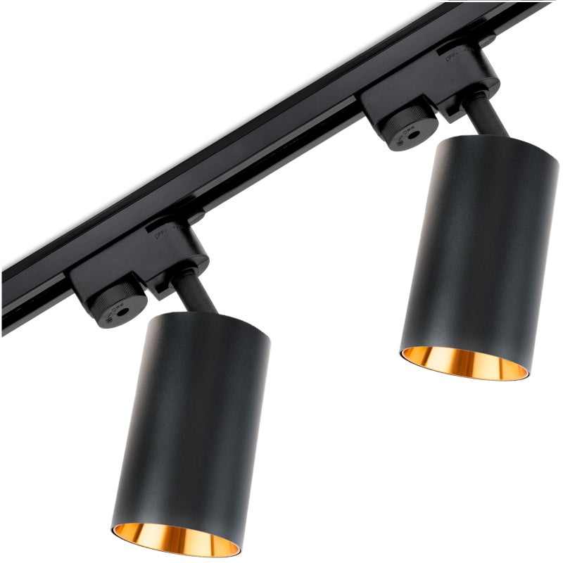 Zestaw Szyna Lumiled Oświetleniowa Szynoprzewód 1m + 2x Reflektor Szynowy GU10 Czarno Złoty