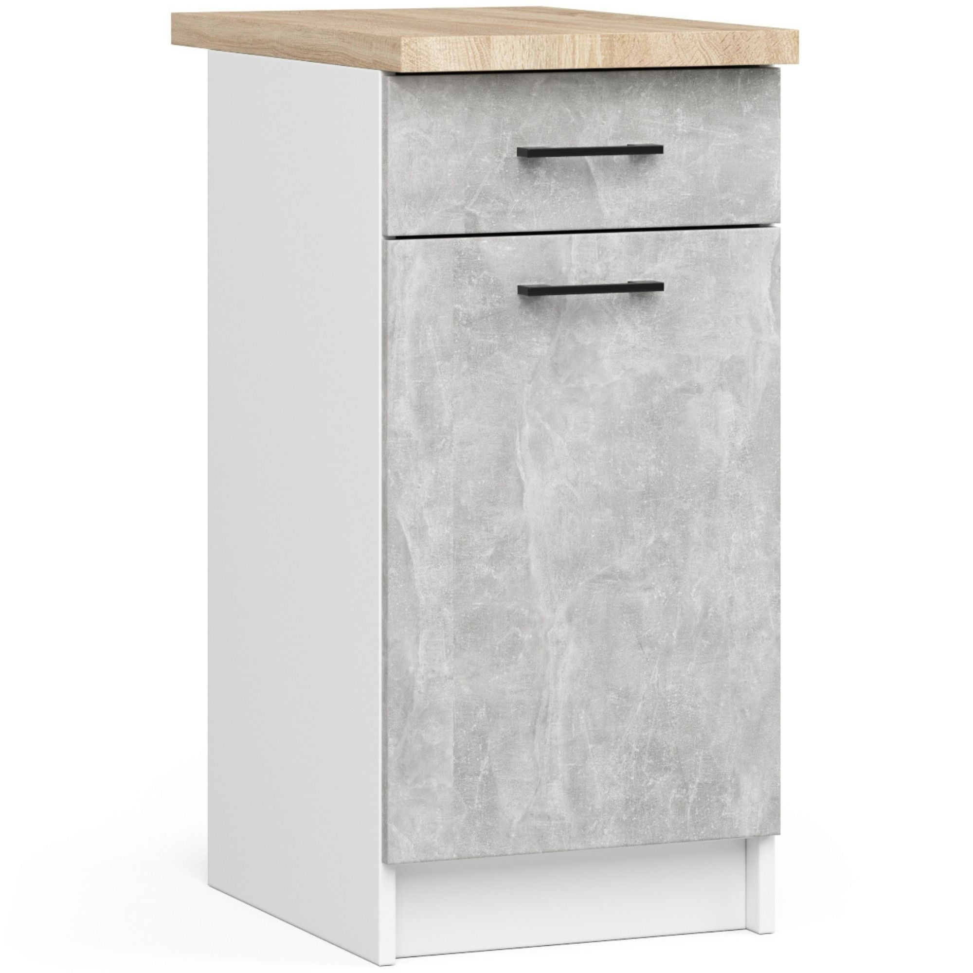 Ensemble De Cuisine AKORD OLIWIA Blanc 240 cm 11 portes 1 tiroir façade Béton 240x46x203 cm - 6