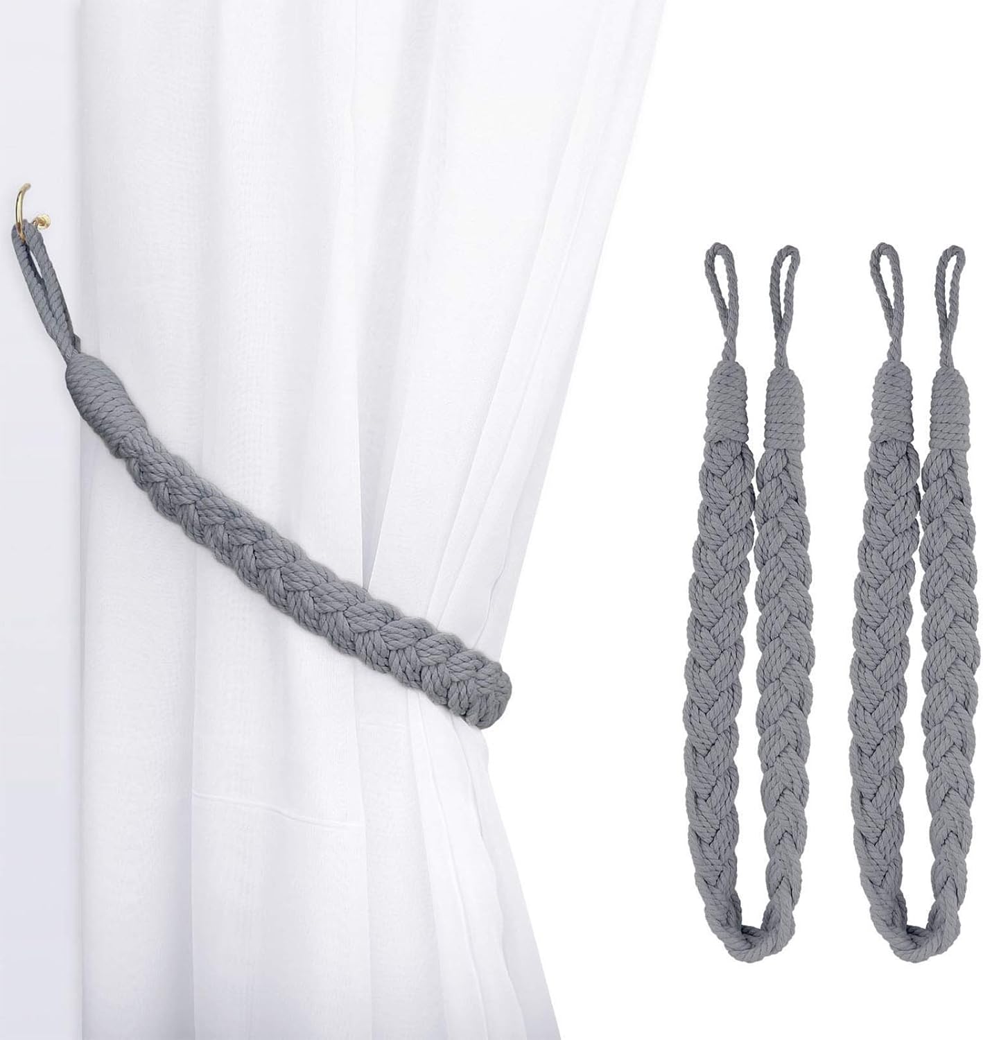 Lot de 2 attaches de rideaux en coton tressé, attaches décoratives pour ...
