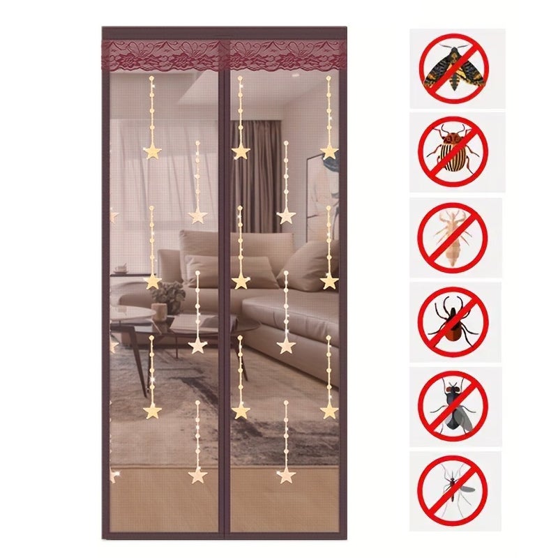 Store Moustiquaire Brodé cm Magnetyczna siatka na drzwi z samozamykającym się mechanizmem Oddychające letnie zasłony Ochrona dla dzieci zwierząt