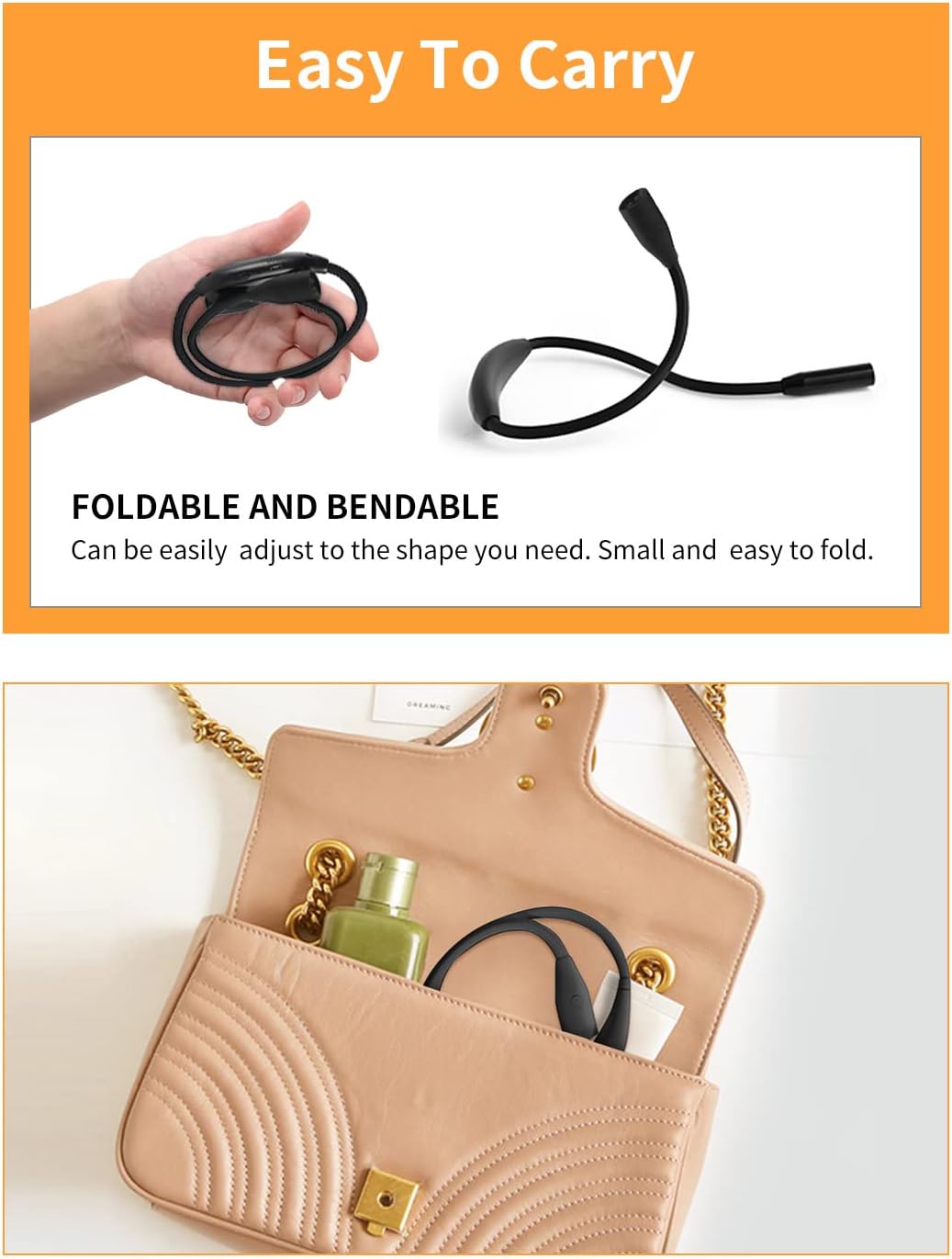 Lampe de Lecture Rechargeable pour Cou, 3 Couleurs LED Protection Oculaire, Mains Libres pour Lecture Nuit, Camping, Couture, Cadeau - 5