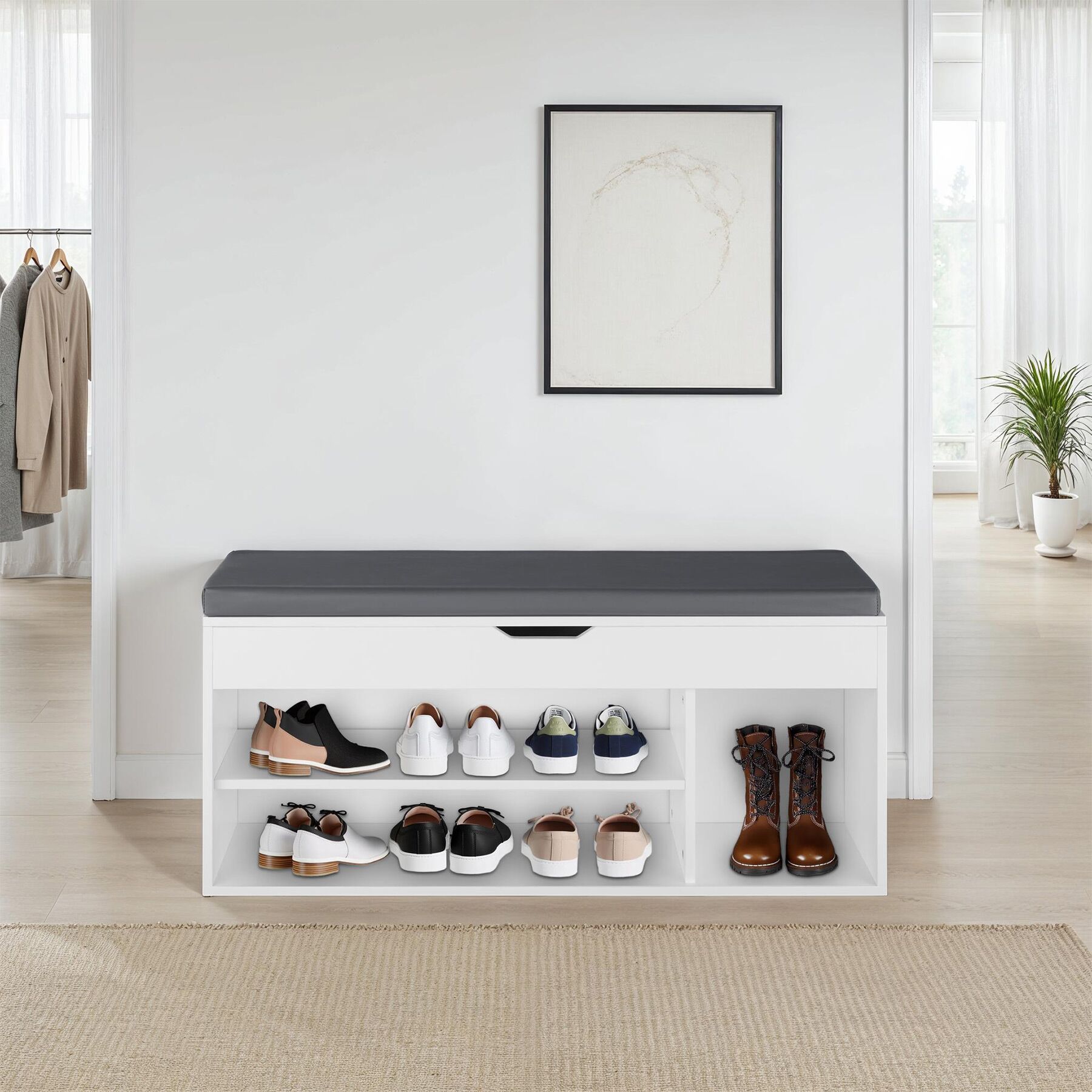 Banc à chaussures en bois MDF 104 x 30 x 49 cm TECTAKE - 2