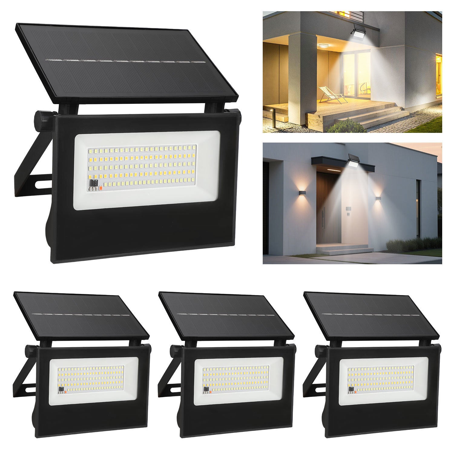 4X Zewnętrzna lampa solarna LED Lampa zewnętrzna IP65 Balkon Taras z czujnikiem ruchu