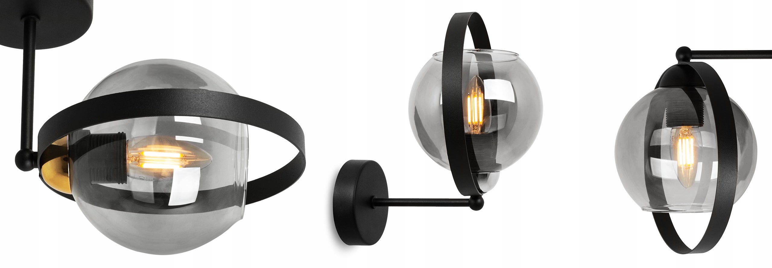 Lampa kinkiet ścienny Ring Haga modern 1xE27 klosz pierścień grafitowy Light Home LH - 7