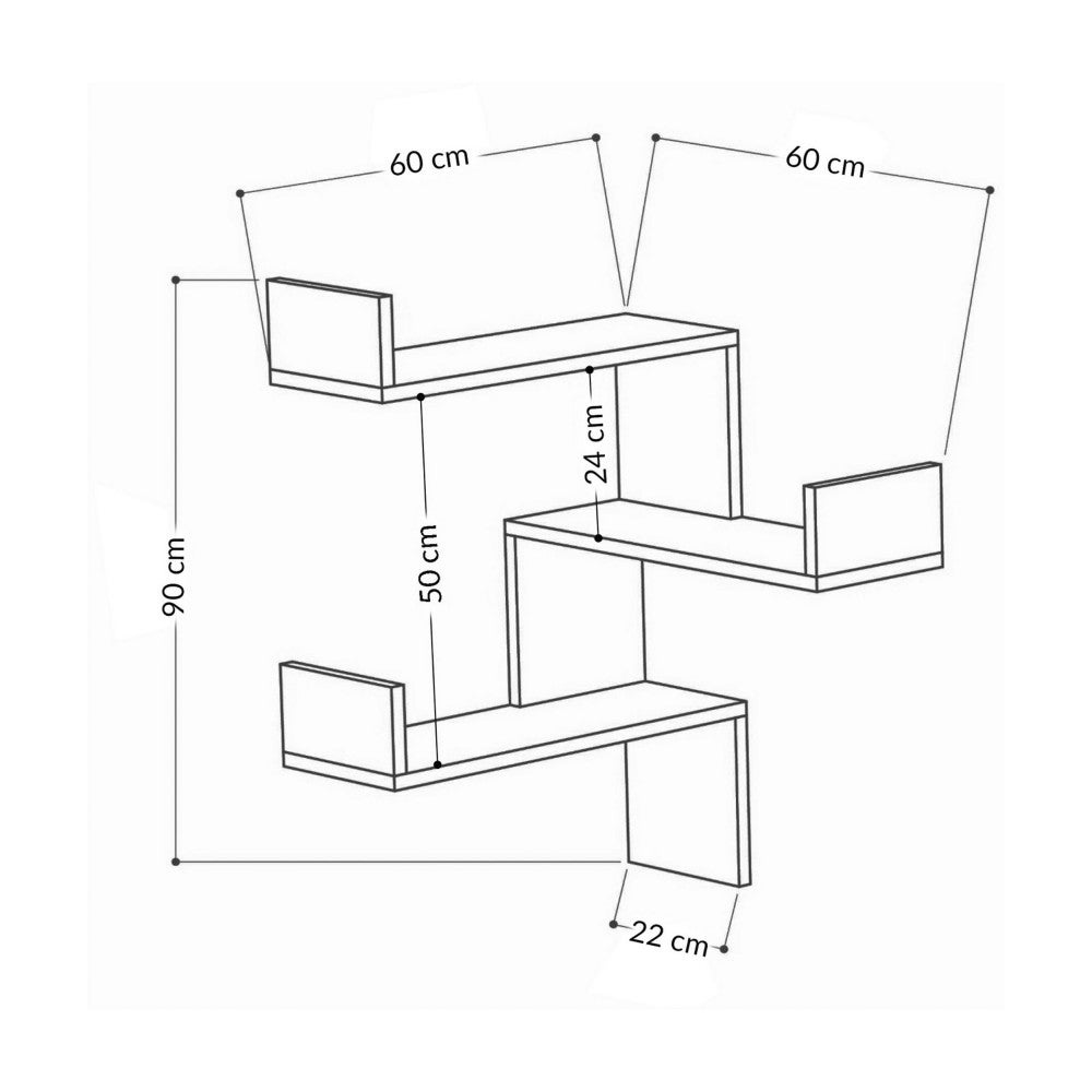 Lucia - Étagère d'angle murale en bois L60cm - Bois clair - 5