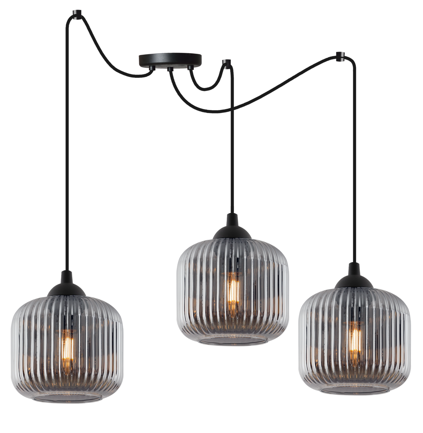 Lampa sufitowa wisząca Riffle Pająk loft 3xE27 klosz walec grafit Light Home LH