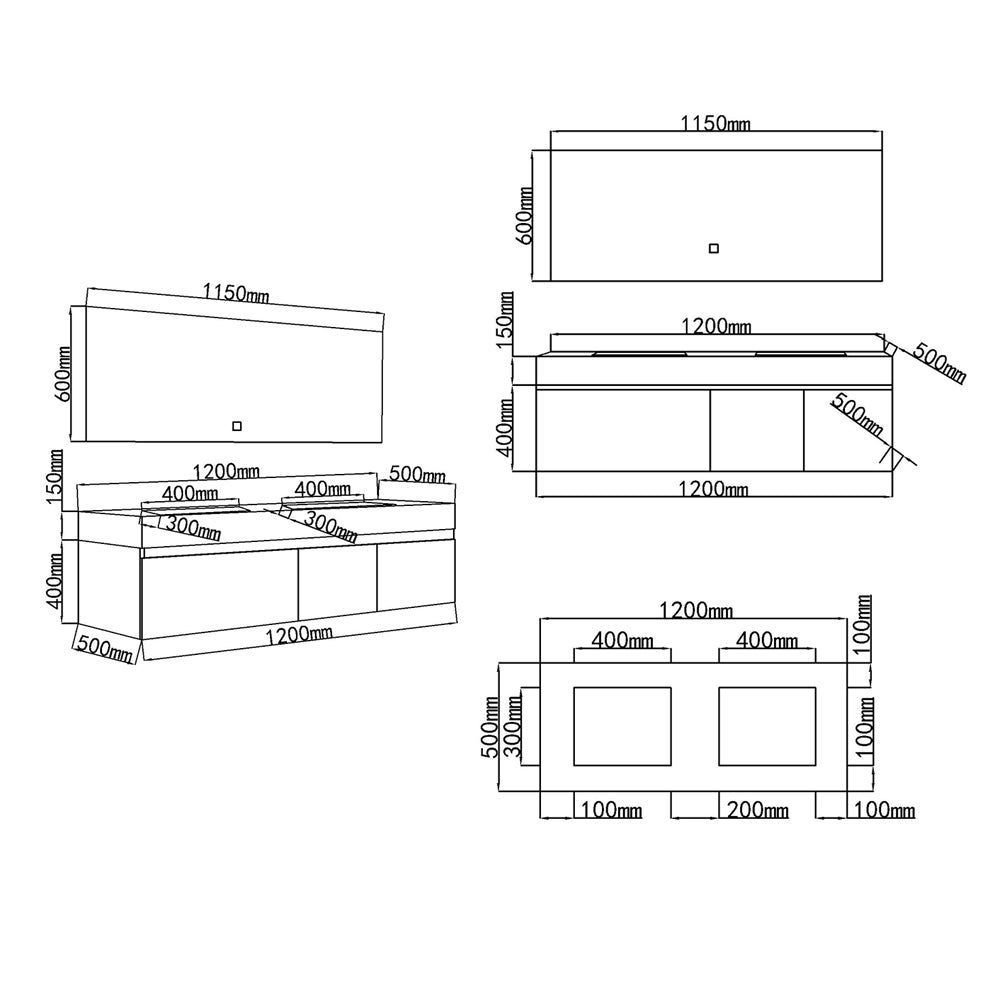 Meuble salle de bain double vasque VICTORIA 120 cm + miroir - 5