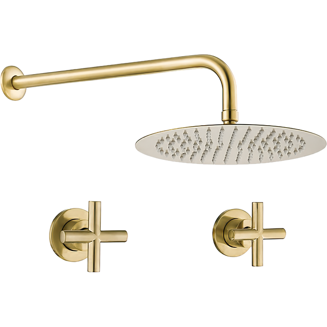 Valaz Douche ronde or brossé à double commande 1 voie - Série Nalon - 25 cm