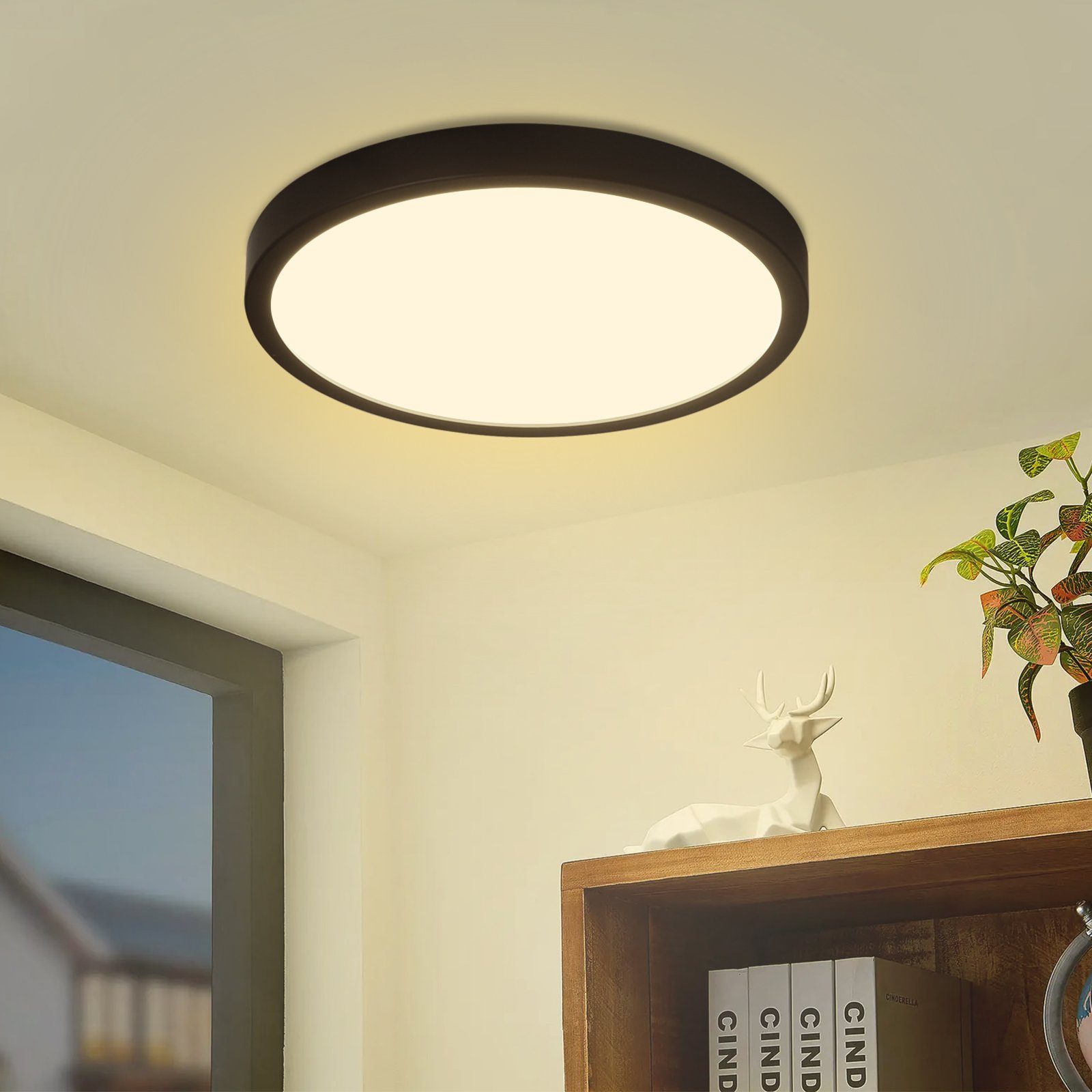 ZMH Okrągła, płaska lampa sufitowa LED 24W do salonu, nowoczesny design do sypialni