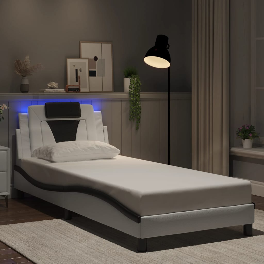 Cadre de lit avec LED sans matelas blanc et noir 90x190 cm | Leroy Merlin Cadre de lit avec LED sans matelas blanc et noir 90x190 cm | Leroy Merlin