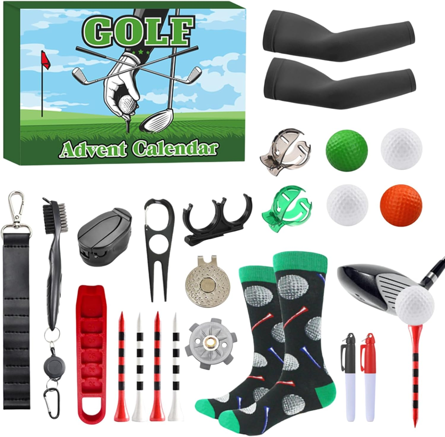 Świąteczny kalendarz adwentowy Zestaw golfowy w Kalendarz odliczający Świąt Bożego Narodzenia akcesoriami mini golfa Prezent niespodzianka Narodzenie