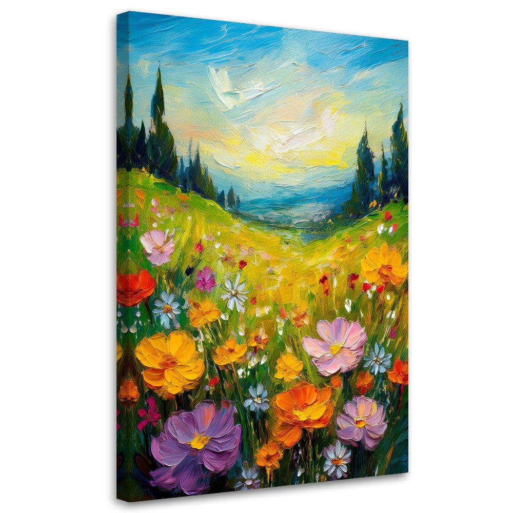 Obraz na płótnie, Łąka Kwiaty Krajobraz Natura 40x60