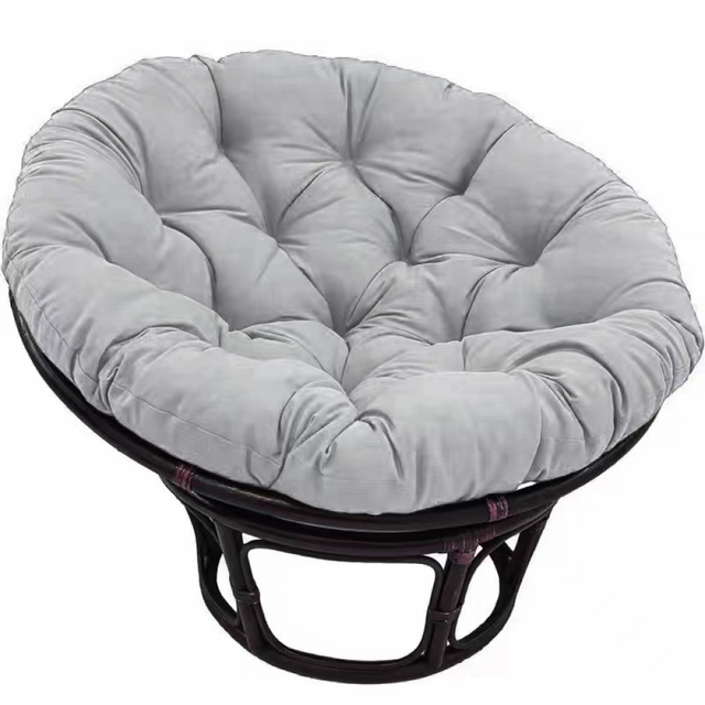 Cojín de asiento grueso impermeable (gris), redondo, diámetro 40 x 40 cm, para silla colgante de interior y exterior.