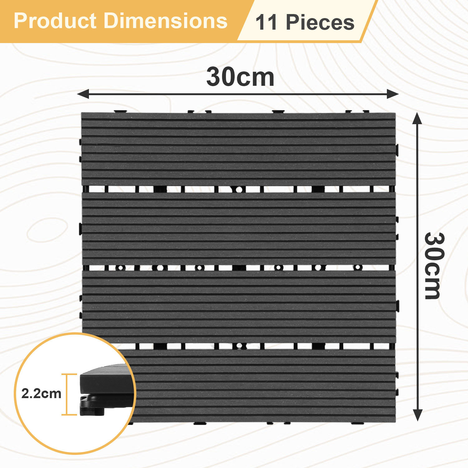 110 płytek WPC na taras i patio system klipsowy formaty 30x30 lub 30x60 łatwy montaż brązowe 30x30