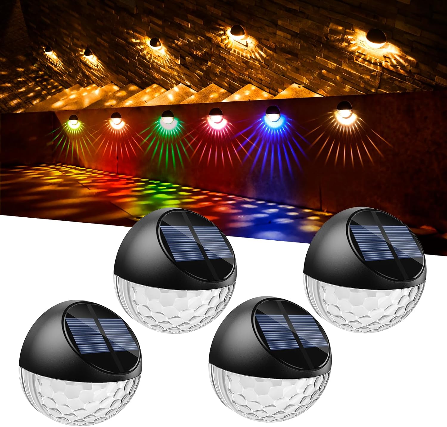 Zestaw lamp solarnych LED do montażu na ścianie zewnętrznych światło białe ciepłe RGB lampa ogrodzenia ściany tarasu ogrodu drzwi wejściowych schodów