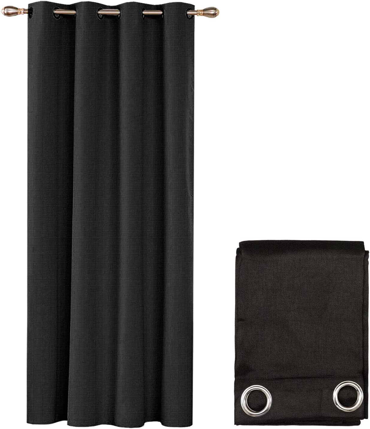 Rideau de Porte ou Fenêtre Noir 140x280 cm Tissu Tressé Semi ...