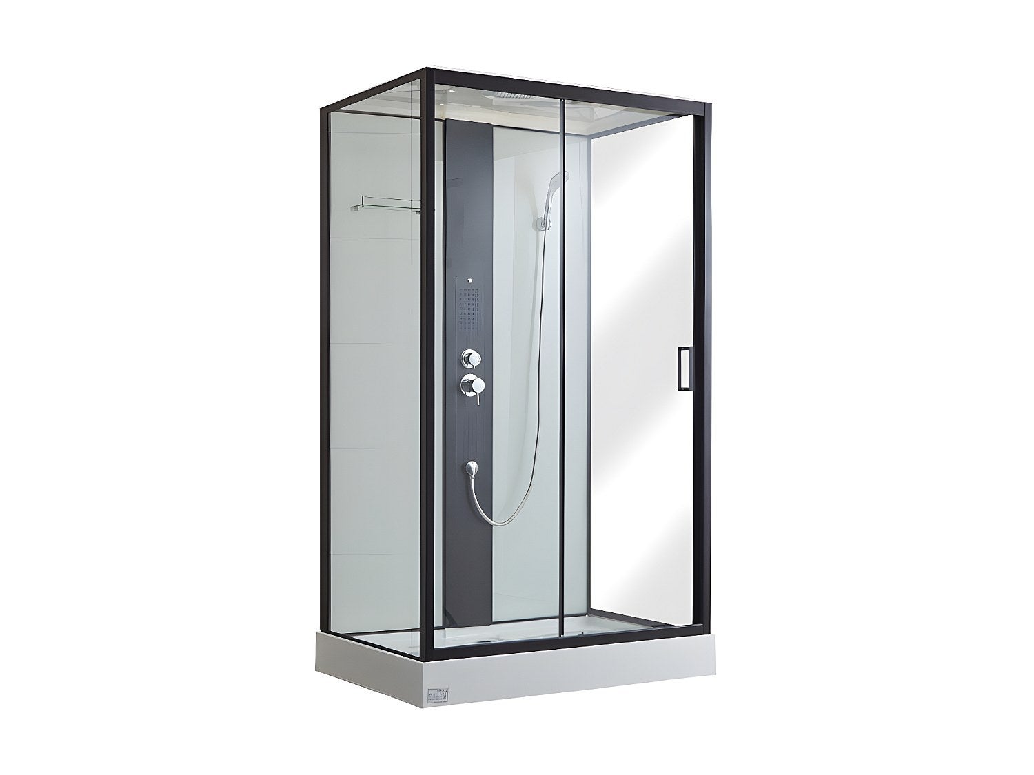 Cabine de douche hydromassante - 2 zones de jets de massage - L120 x P80 x H215 cm - Pluie tropicale et douchette - PRIMEA - 2