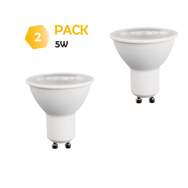 Lot de 2 ampoules LED GU10 36° 5W 345Lm 3000K - garantie 5 ans