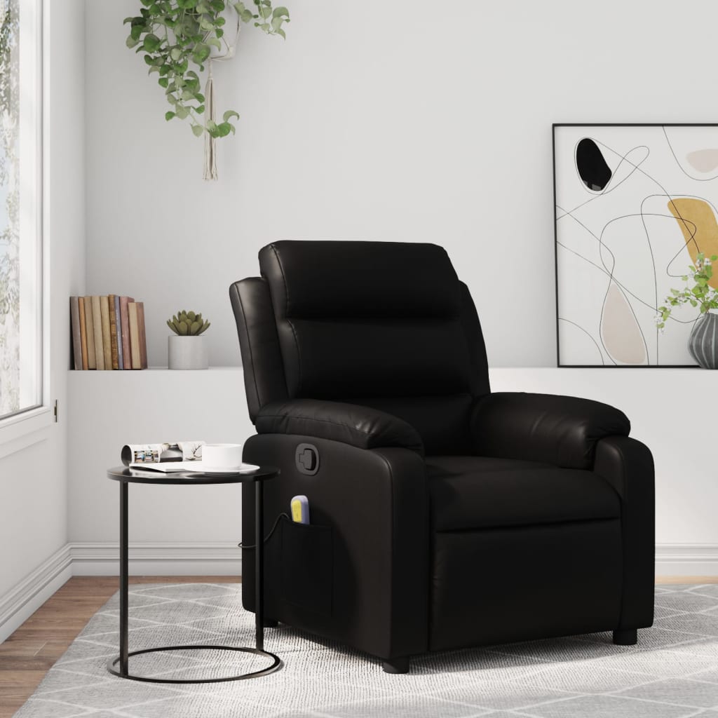 Fauteuil de Salon，Chaise，Fauteuil de massage inclinable noir similicuir - 2