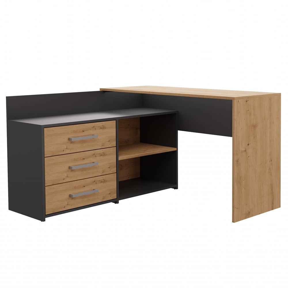 Bureau D'angle Avec Espace Pour Chat - 120x50 Cm, Plateau Robuste, 2 Tiroirs Et étagères, Niche Intégrée (noir) - 8