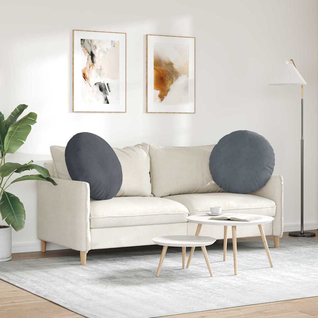 Cojines de asiento, 2 unidades, gris oscuro, Ø 40 x 13 cm, terciopelo - 4