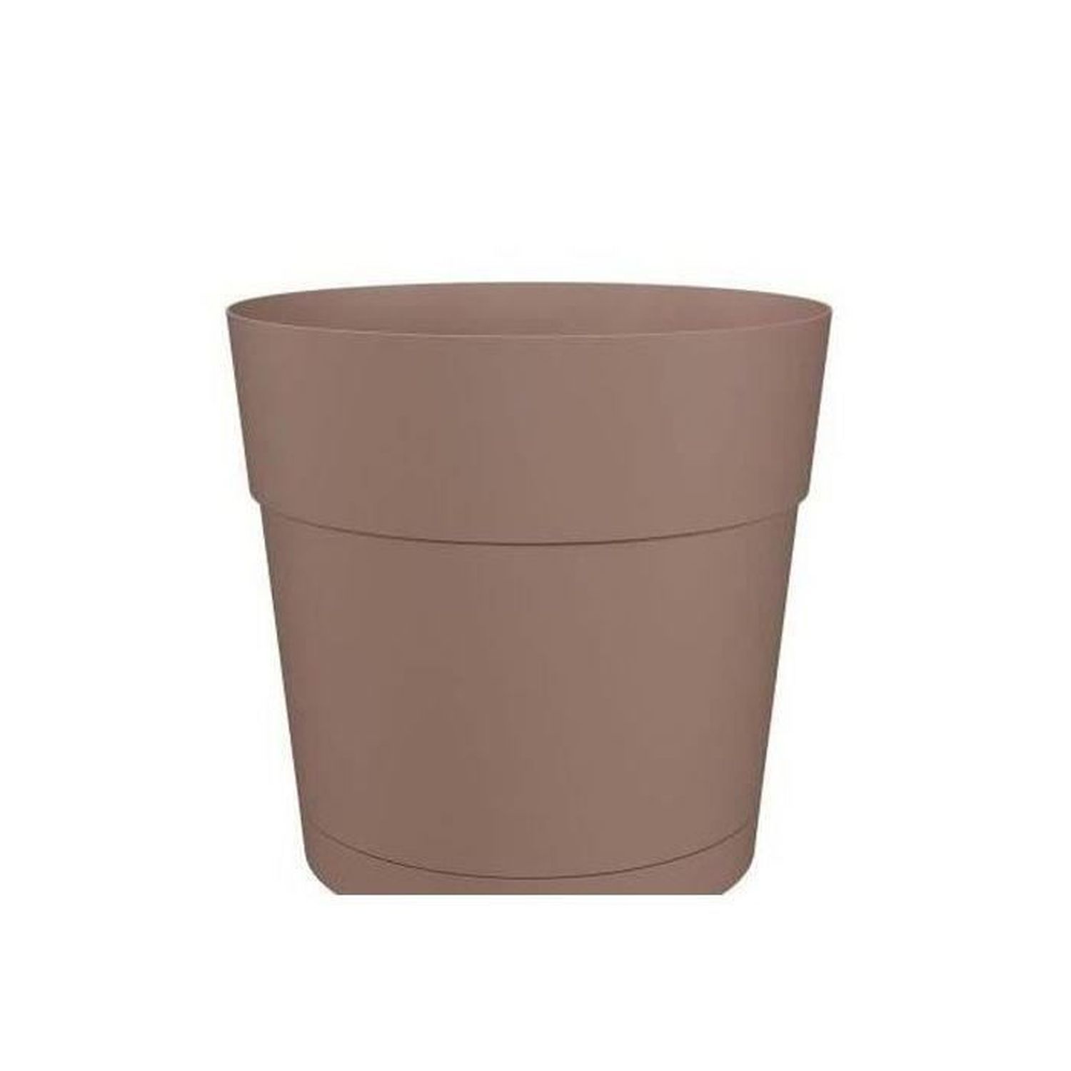 Pot à fleurs et plantes rond plastique - Réservoir d'eau - Ø 35 cm - Taupe - Artevasi - 2