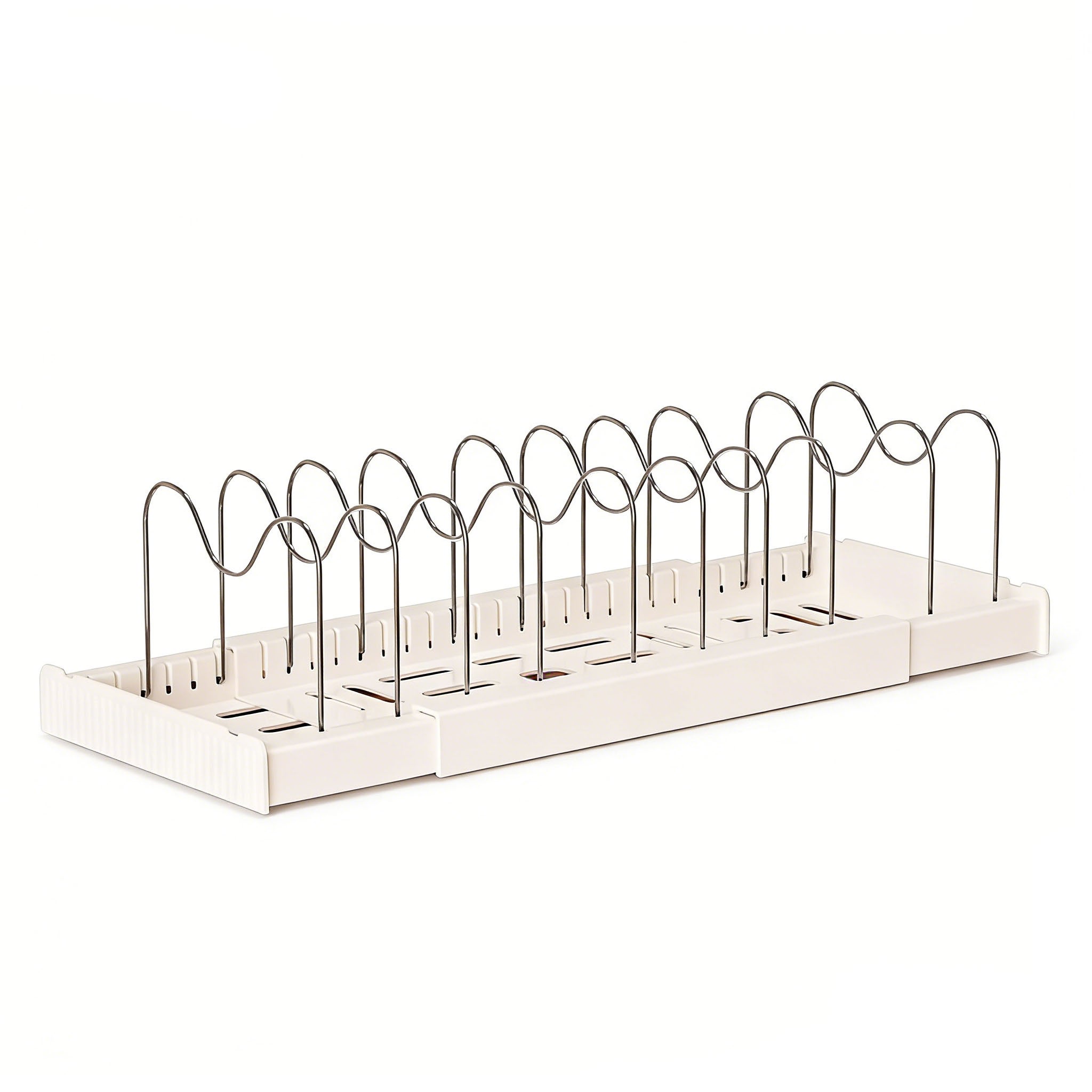 Autrucker rejilla extensible para tapas de ollas, organizador de utensilios de cocina, rejilla de almacenamiento con 10 divisores, acero inoxidable