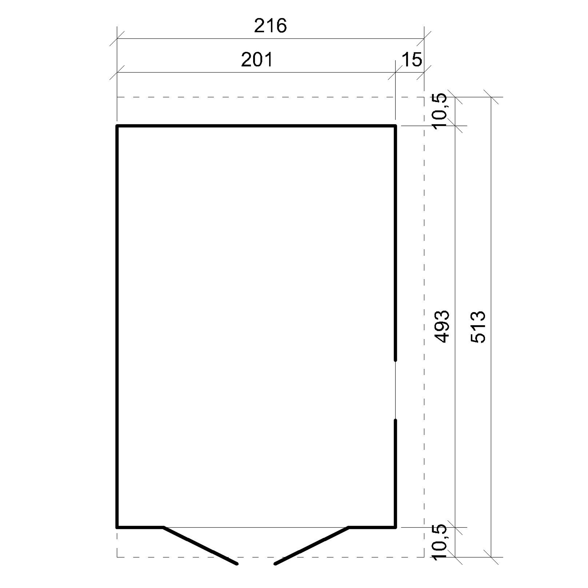 Cobertizo de madera para jardín SIN PARED LATERAL- CON SUELO TRATADO – H244x211x514 cm/10m2 Cobertizo de madera natural - TIMBELA M341+M341G - 5