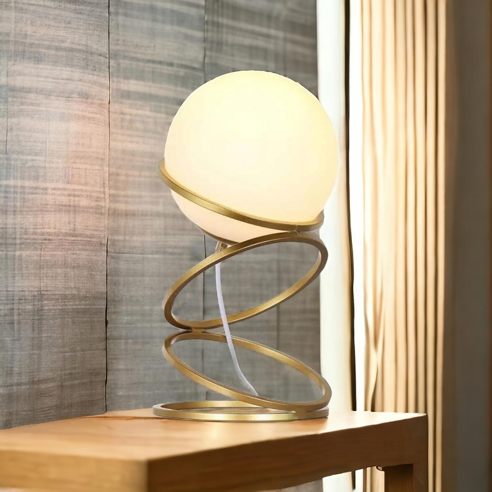 Lampada da tavolo G9 stilizzata sfera design moderno bronzo dorato luce comodino scrivania salotto con interruttore 230V - 9