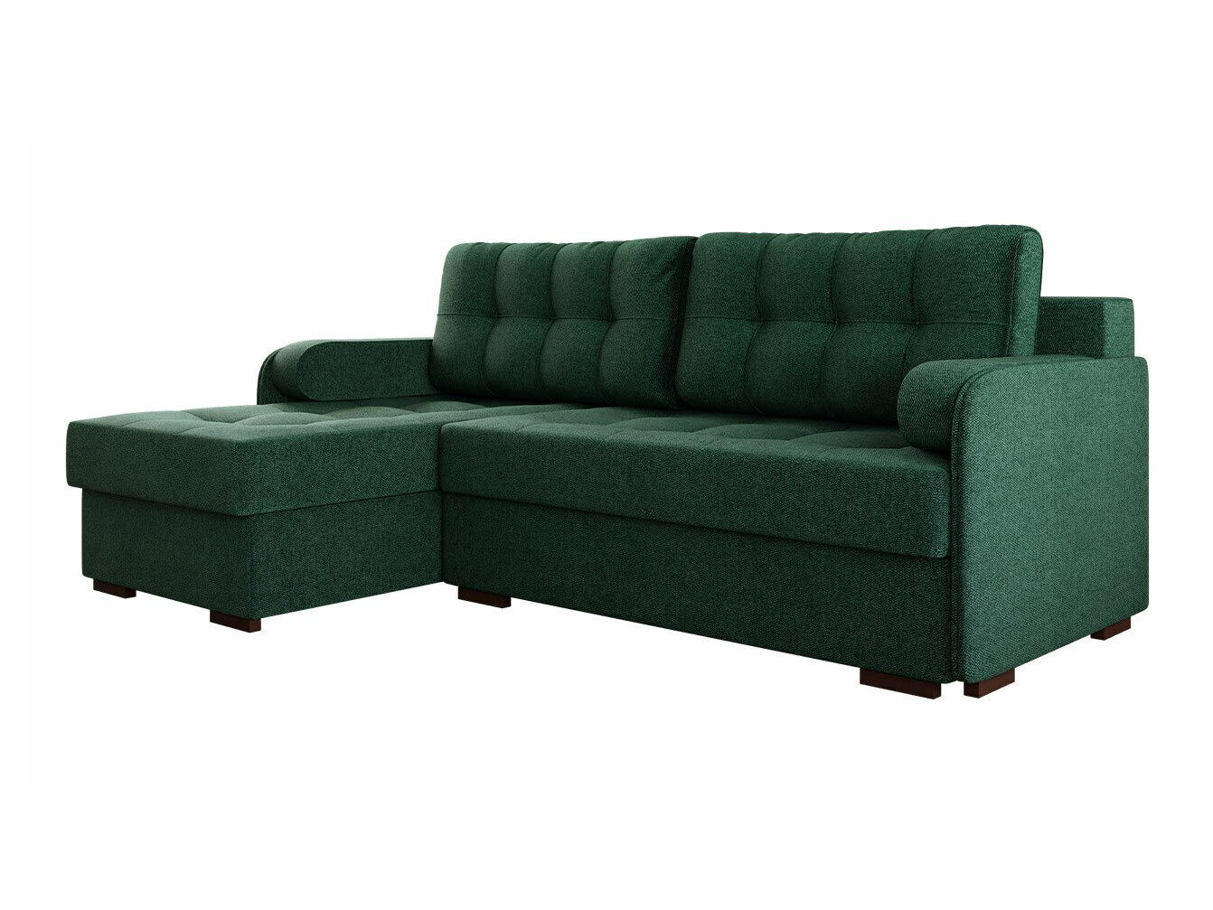 Sofá rinconero carlsbad 123, verde, función de descanso, caja de ropa de cama, 210x145x90cm