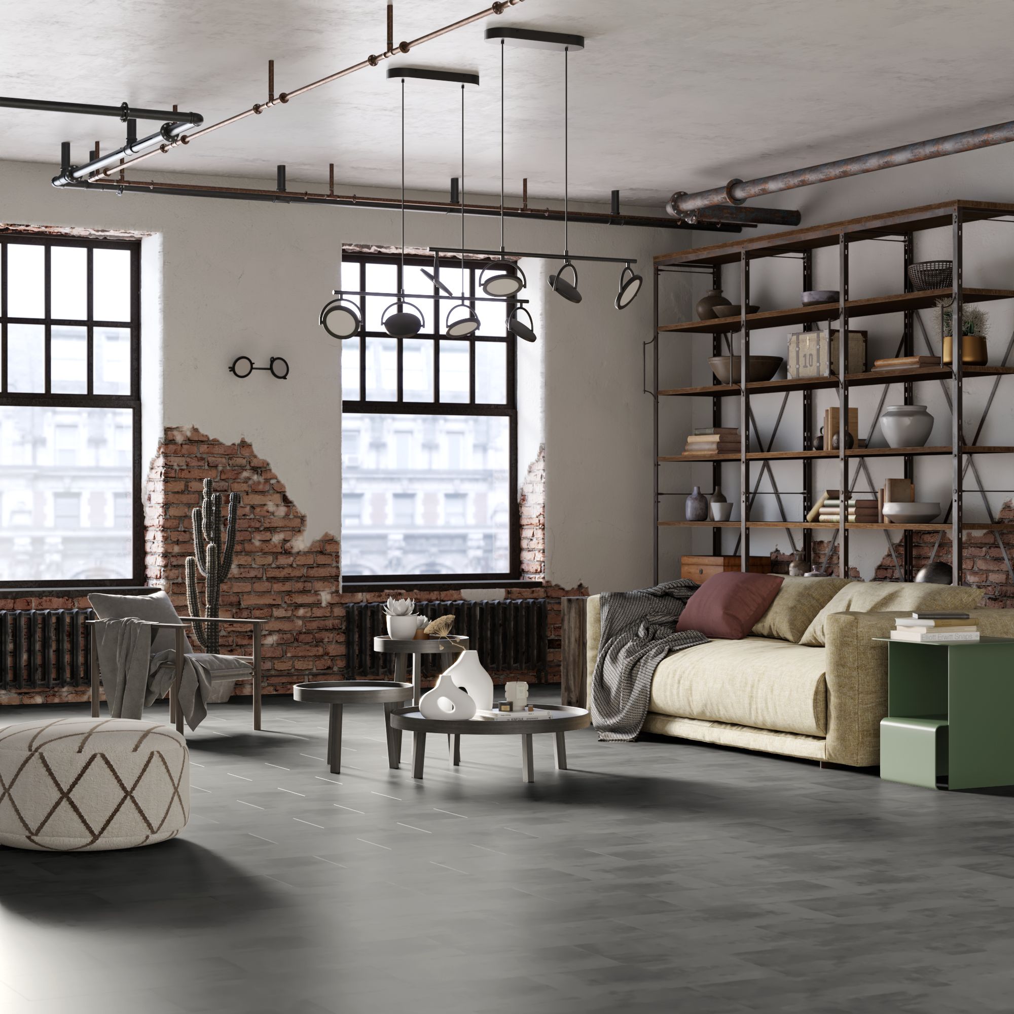 ARTENS - Sol PVC - Dalles PVC adhésives SEREN - FORTE - Effet pierre - Gris foncé - Dimensions L.60,96 cm x l.30,48 cm - Epaisseur 2 mm - 2,23 m²/ 12 - 4