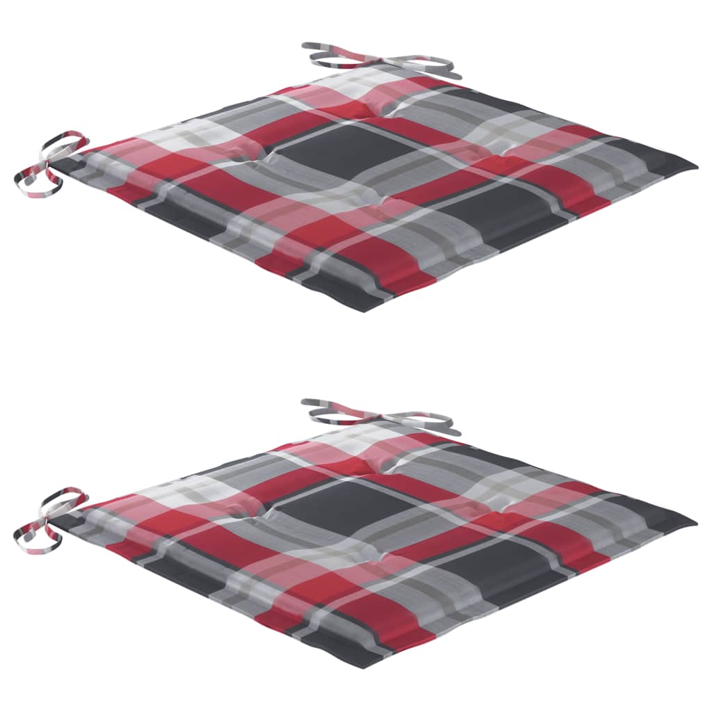 Maison Exclusive - Sedia a Dondolo con Cuscino Rosso a Quadri in Massello di Teak - 5