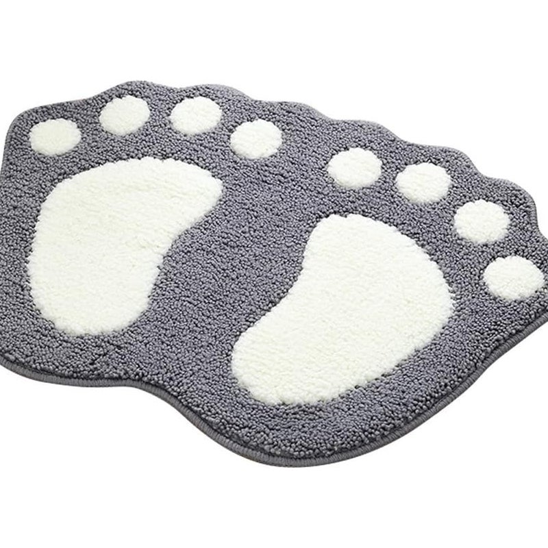 Mata łazienkowa antypoślizgowa, duże, urocze stopy, chłonna, 40 x 60 cm (szara)