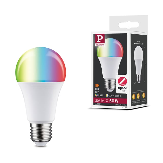 Standard 230 V Smart Home Zigbee 3.0 Ampoule LED E27 806lm 9W RGBW+ gradable Dépoli