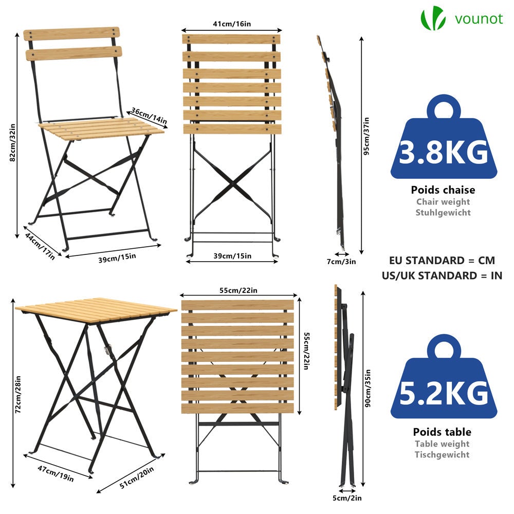 Salon de jardin en Bois Marron 2 personnes - 4