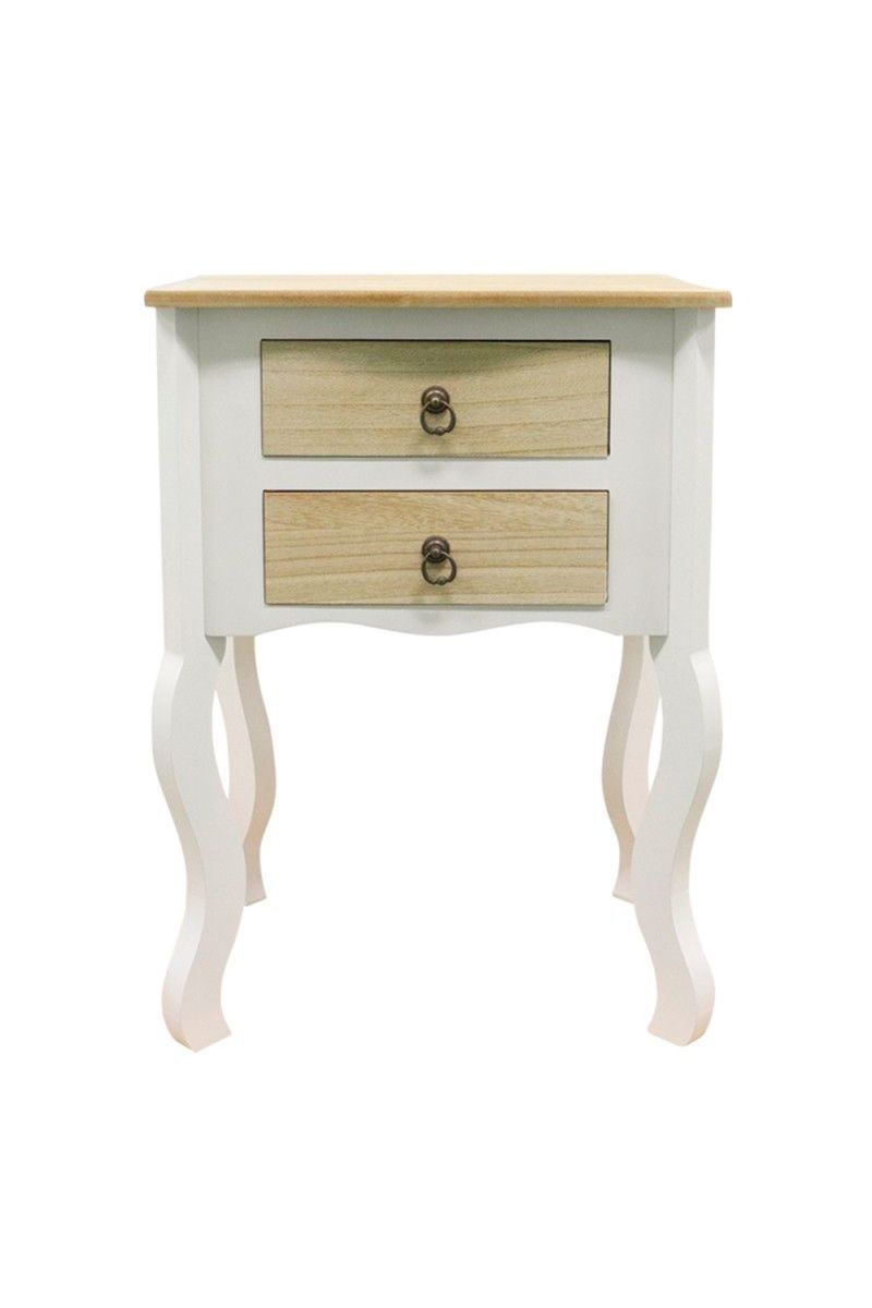 Mesa Cabeceira Cabriole 2 Gavetas 50 cm - Madeira Natural - 3