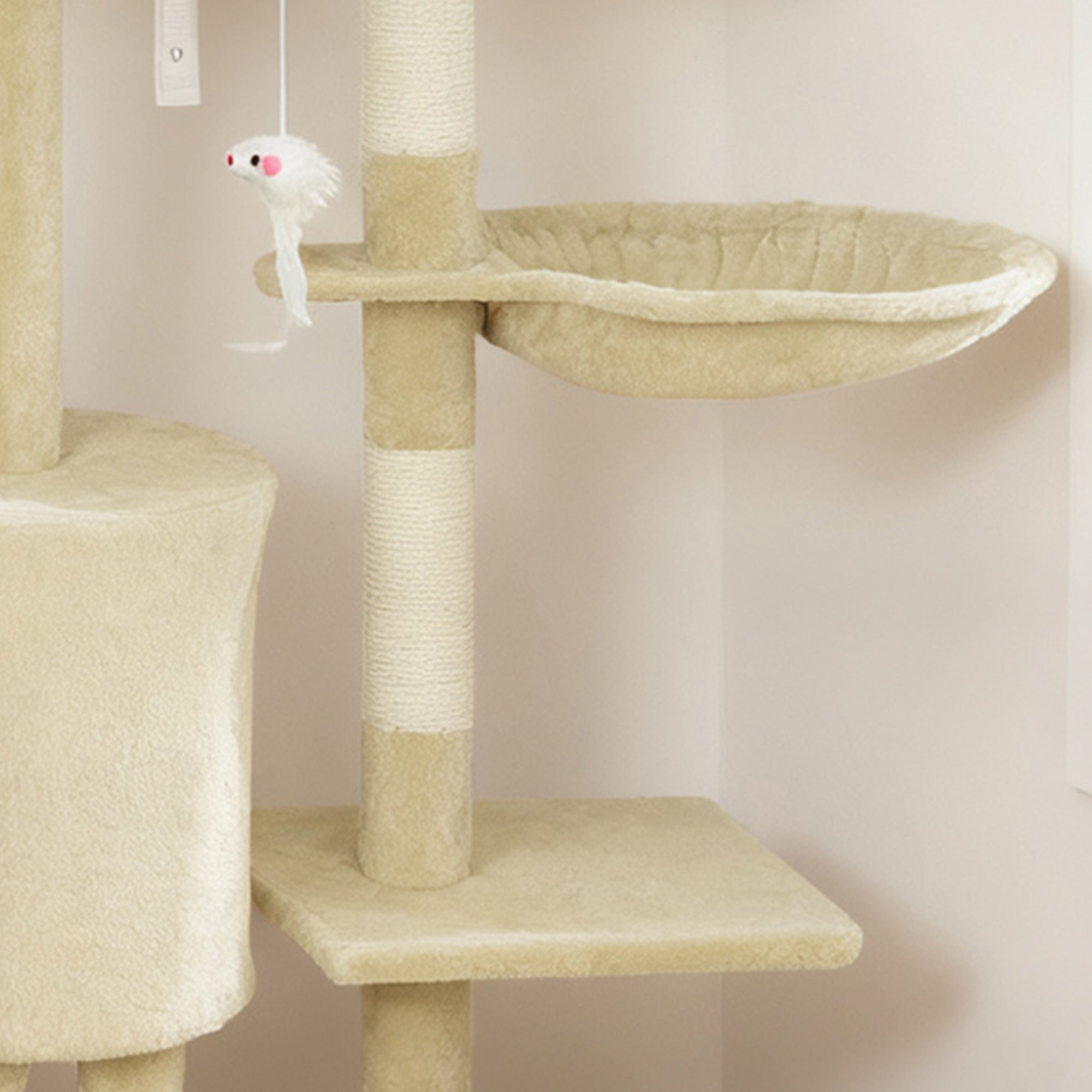 Árvore para Gatos PawHut em Aglomerado de Madeira Bege 60x35x134 cm D30-166V01BG - 4