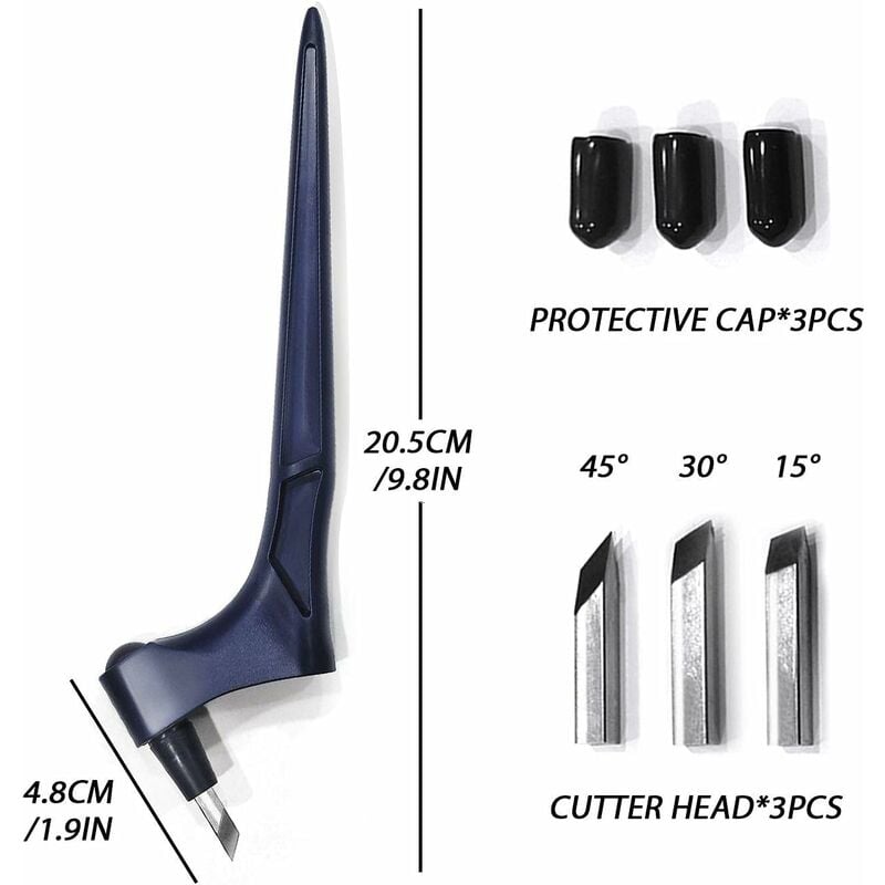 Outil de coupe d'artisanat, couteau artisanal de précision en acier inoxydable, outil de coupe d'art artisanal (3 lames, bleu) - 2