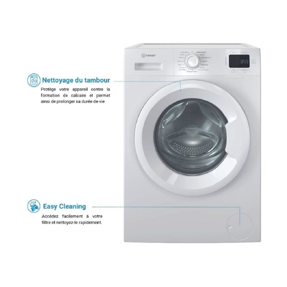 Lave linge hublot INDESIT IM642MYTIMEFR - 2
