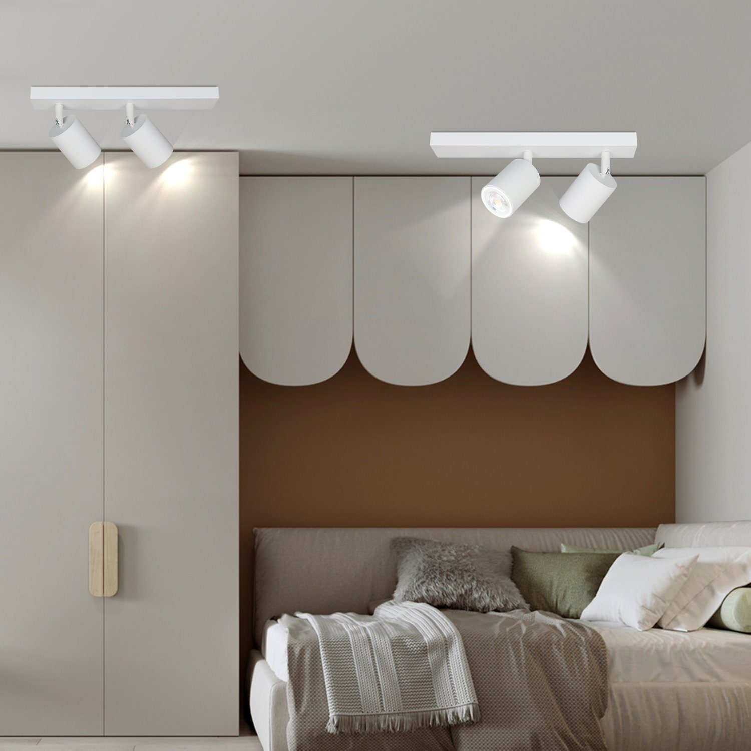 NETTLIFE Focos LED Blancos GU10 2 Bombillas Ajustables 350° MAX.25W Lámpara de Moderna Foco de Pared Industrial para Sala de Estar Dormitorio - 3