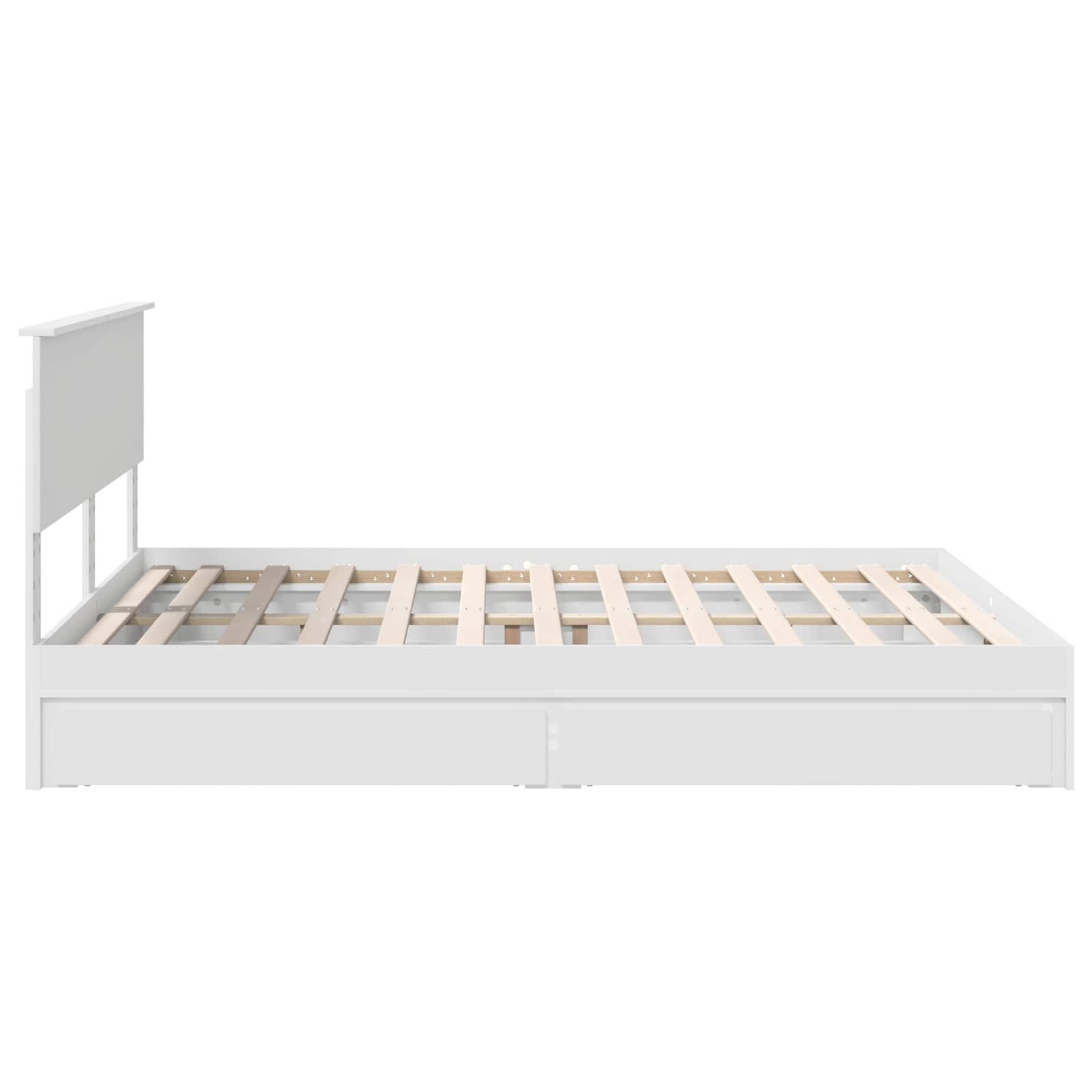 Lit avec rangement réglable en panneau de bois blanc, pour la chambre, 160 × 200 cm - 9